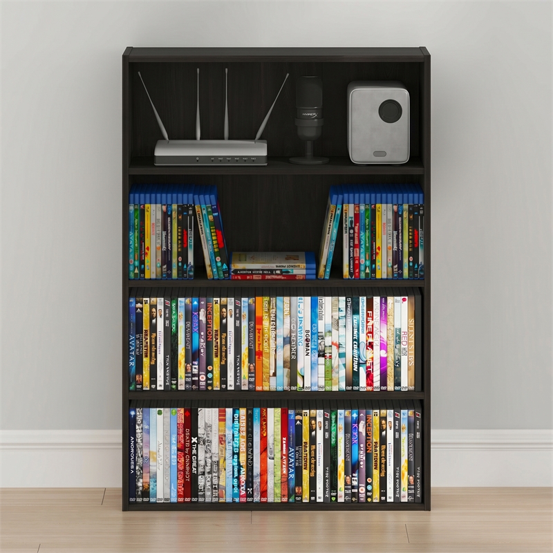 Furinno BASIC 4-Tier Open Shelf CD Rack & DVD Shelf. 6 x 24 x 35. Espresso