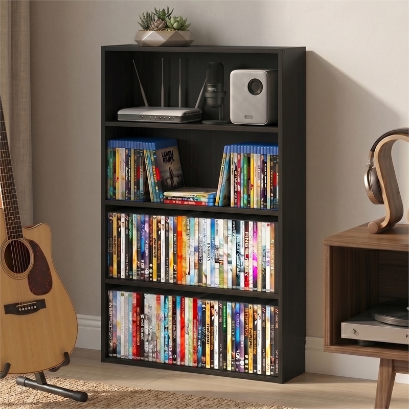 Furinno BASIC 4-Tier Open Shelf CD Rack & DVD Shelf. 6 x 24 x 35. Espresso