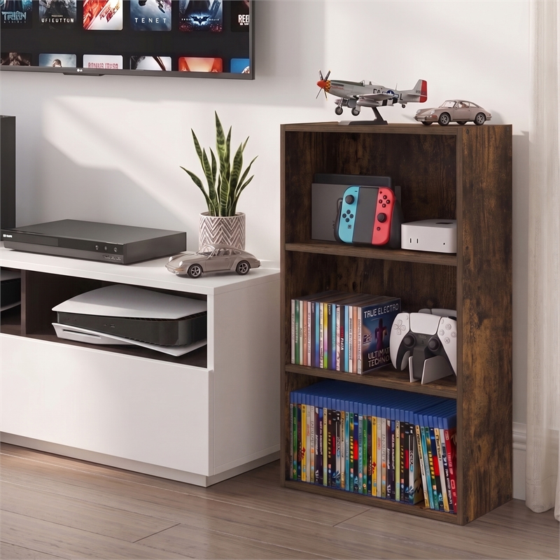 Furinno BASIC 3-Tier Cube Storage Organizer. 7 x 17 x 26. Amber Pine
