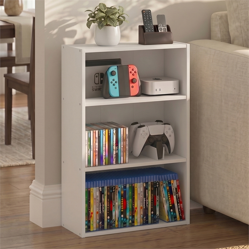 Furinno BASIC 3-Tier Cube Storage Organizer Open Shelf. 7 x 17 x 26. White