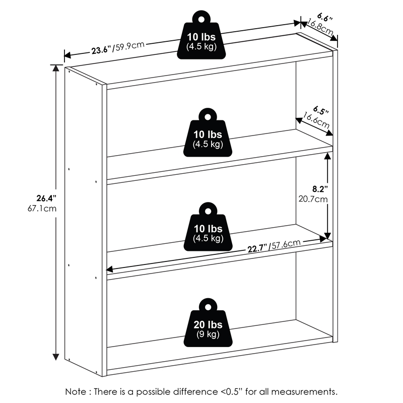 Furinno BASIC 3-Tier Cube Storage Organizer. 7 x 24 x 26. Amber Pine