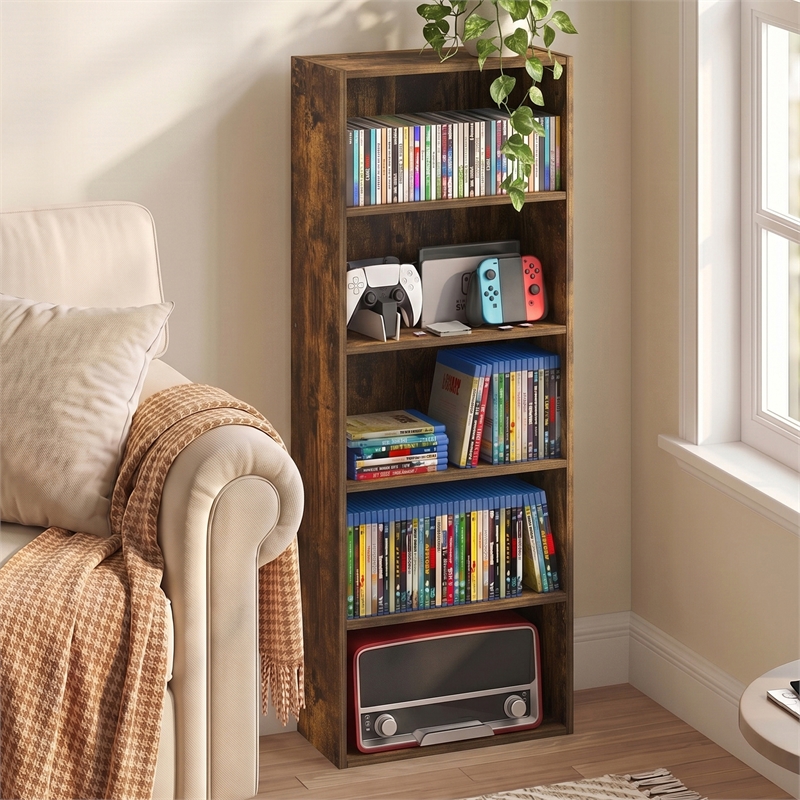 Furinno BASIC 5-Tier Cube Storage Organizer. 7 x 17 x 44. Amber Pine