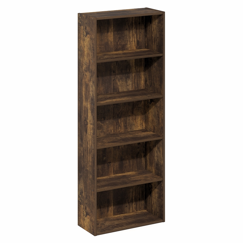 Furinno BASIC 5-Tier Cube Storage Organizer. 7 x 17 x 44. Amber Pine