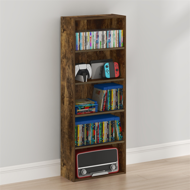 Furinno BASIC 5-Tier Cube Storage Organizer. 7 x 17 x 44. Amber Pine