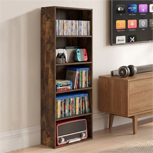 Furinno BASIC 5-Tier Cube Storage Organizer. 7 x 17 x 44. Amber Pine