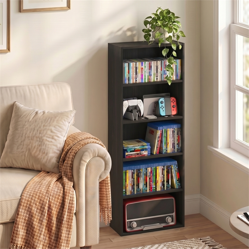 Furinno BASIC 5-Tier Cube Storage Organizer. 7 x 17 x 44. Espresso