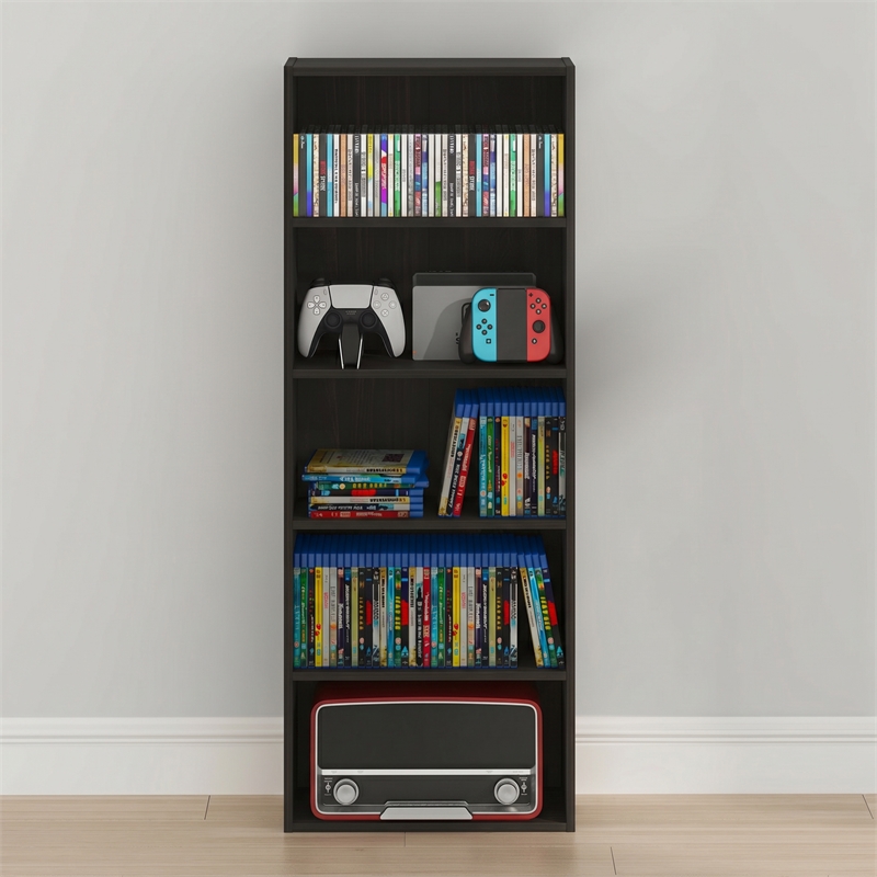 Furinno BASIC 5-Tier Cube Storage Organizer. 7 x 17 x 44. Espresso