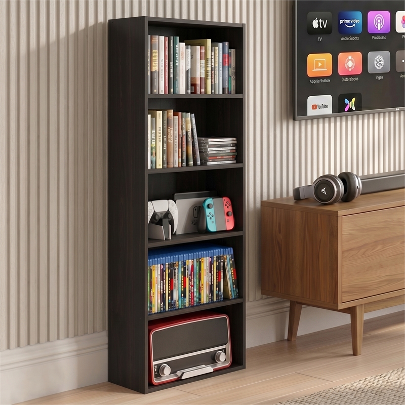 Furinno BASIC 5-Tier Cube Storage Organizer. 7 x 17 x 44. Espresso
