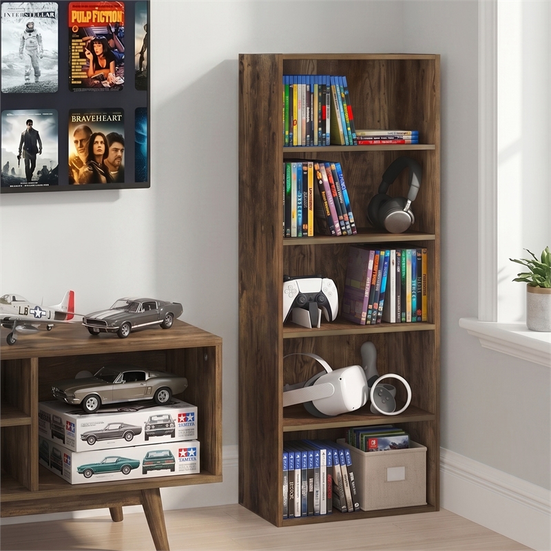 Furinno BASIC 5-Tier Cube Storage Organizer. 11 x 17 x 44. Amber Pine