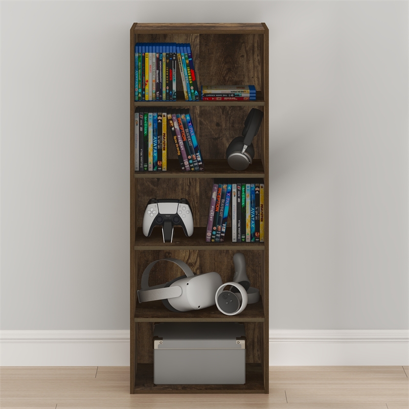 Furinno BASIC 5-Tier Cube Storage Organizer. 11 x 17 x 44. Amber Pine