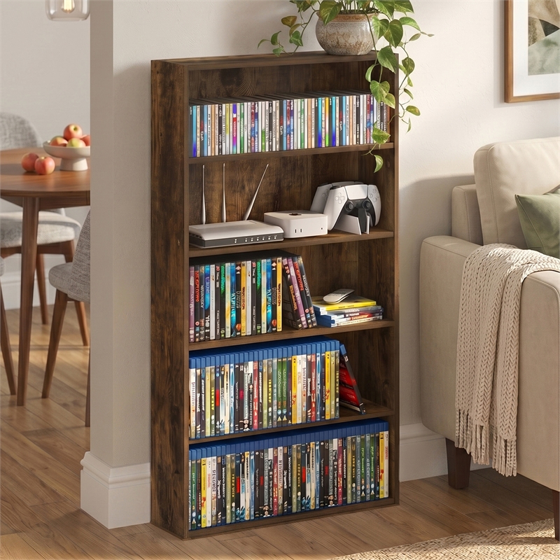 Furinno BASIC 5-Tier Cube Storage Organizer. 7 x 24 x 44. Amber Pine