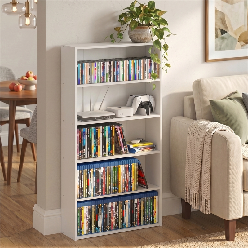 Furinno BASIC 5-Tier Open Shelf Cube Storage Organizer. 7 x 24 x 44. White