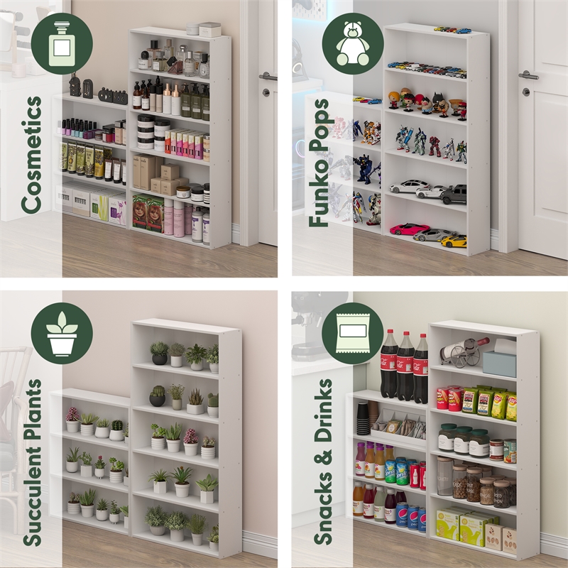 Furinno BASIC 5-Tier Open Shelf Cube Storage Organizer. 7 x 24 x 44. White
