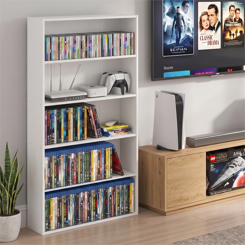 Furinno BASIC 5-Tier Open Shelf Cube Storage Organizer. 7 x 24 x 44. White