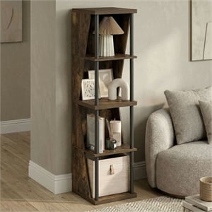 Furinno FLEXI 4-Cube Bookcase with DIY Stackable & Separable. Amber Pine