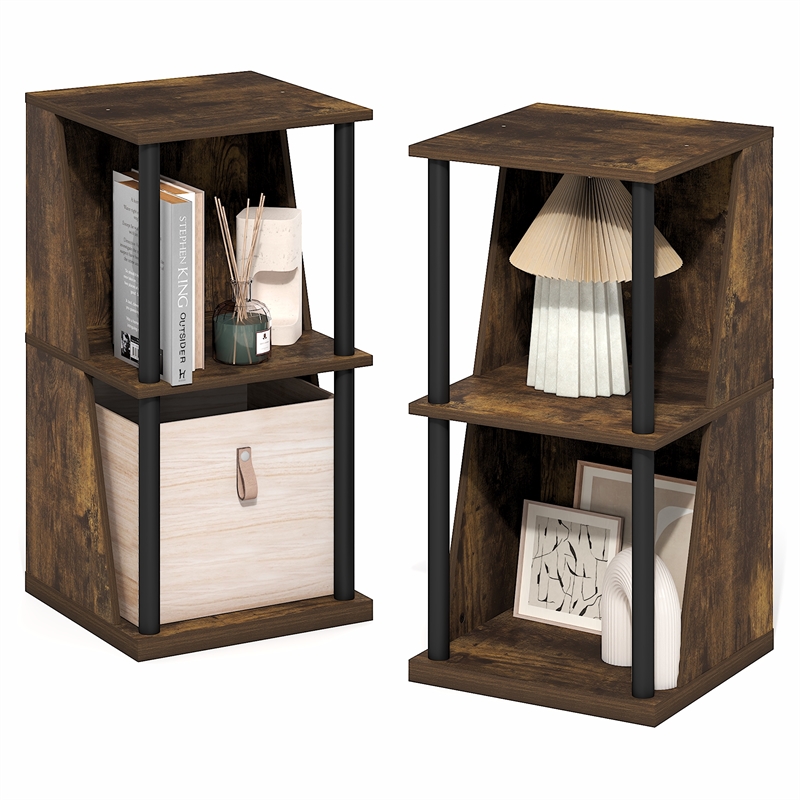 Furinno FLEXI 4-Cube Bookcase with DIY Stackable & Separable. Amber Pine