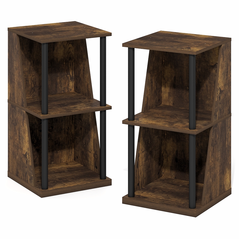 Furinno FLEXI 4-Cube Bookcase with DIY Stackable & Separable. Amber Pine