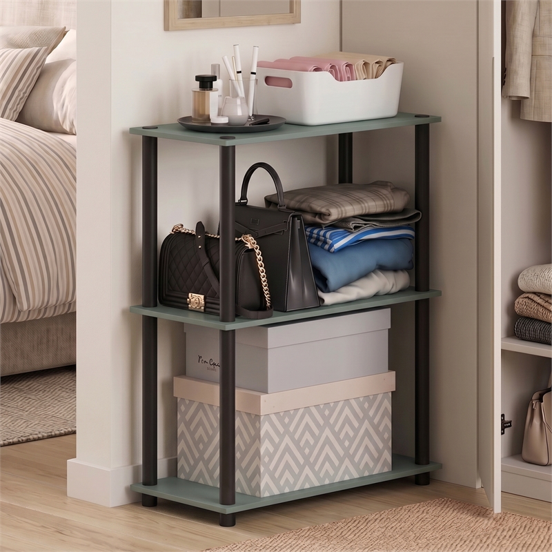 Furinno Turn-N-Tube 3-Tier Toolless Closet Organizers/Storage. Sage Green