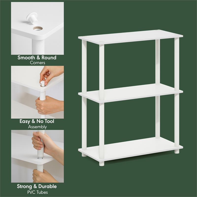 Furinno Turn-N-Tube 3-Tier Toolless Closet Organizers/Storage. White