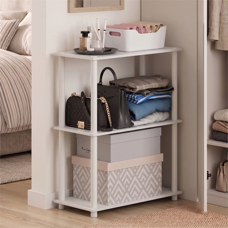 Furinno Turn-N-Tube 3-Tier Toolless Closet Organizers/Storage. White