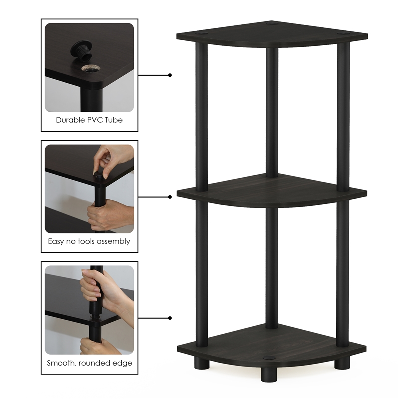 Furinno Turn-N-Tube 3-Tier Corner Closet Organizers/Storage. Espresso