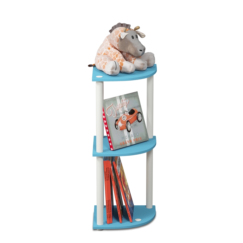 Furinno Turn-N-Tube 3-Tier Toolless Corner Closet Organizers. Light Blue