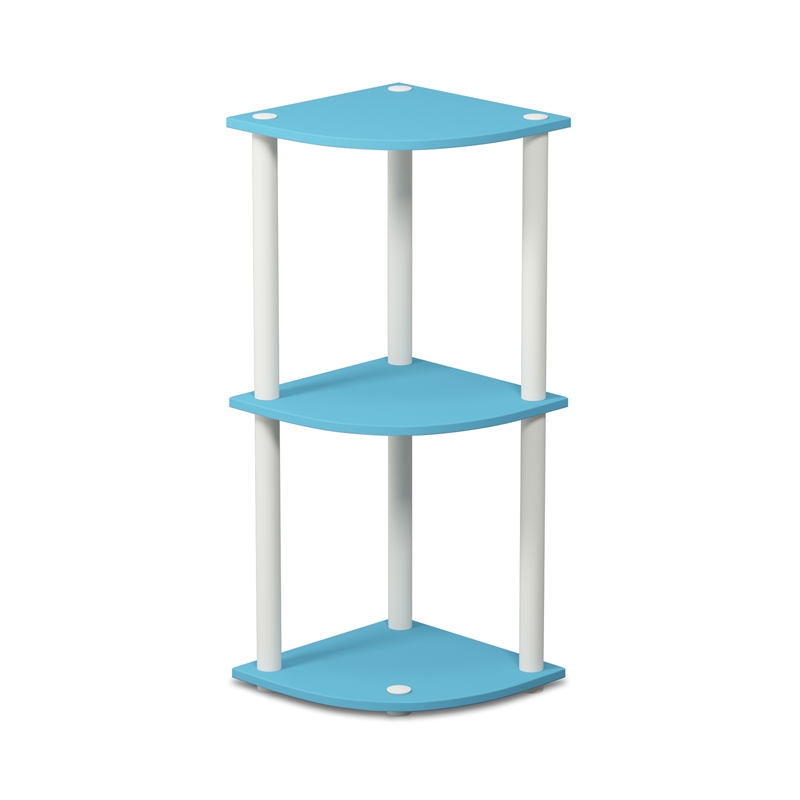 Furinno Turn-N-Tube 3-Tier Toolless Corner Closet Organizers. Light Blue