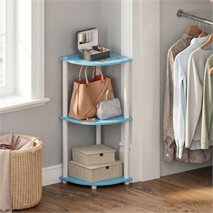 Furinno Turn-N-Tube 3-Tier Toolless Corner Closet Organizers. Light Blue