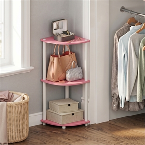 Furinno Turn-N-Tube 3-Tier Toolless Corner Closet Organizers/Storage. Pink