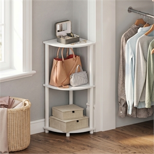 Furinno Turn-N-Tube 3-Tier Toolless Corner Closet Organizers/Storage. White