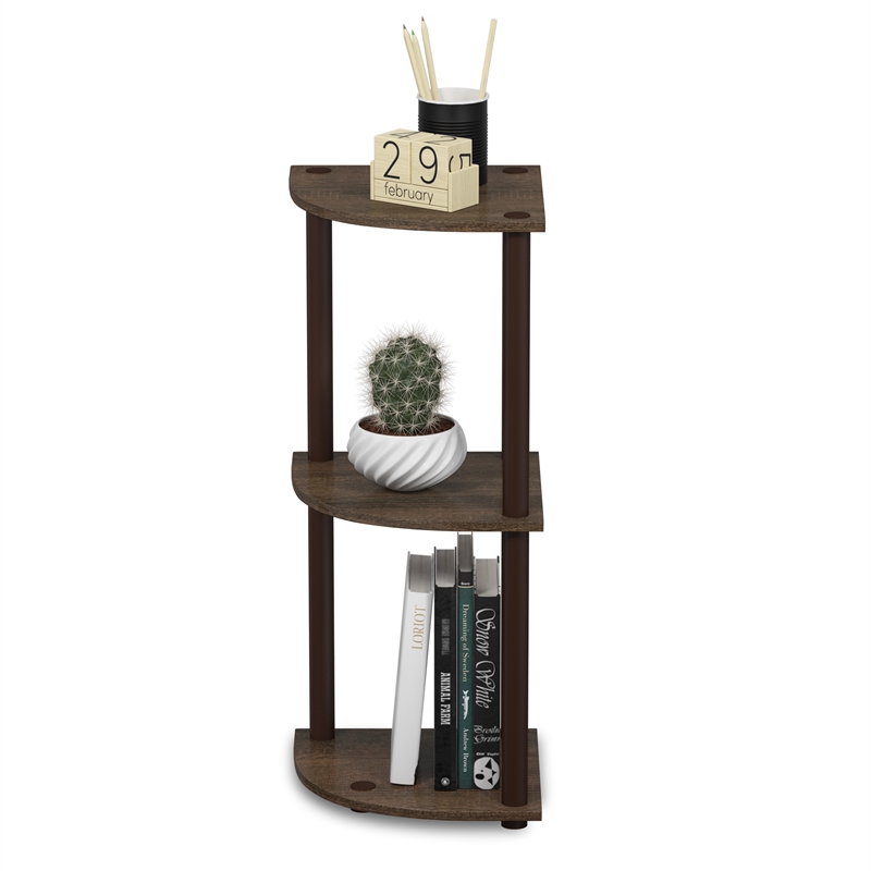 Furinno Turn-N-Tube 3-Tier Toolless Corner Closet Organizers. Walnut