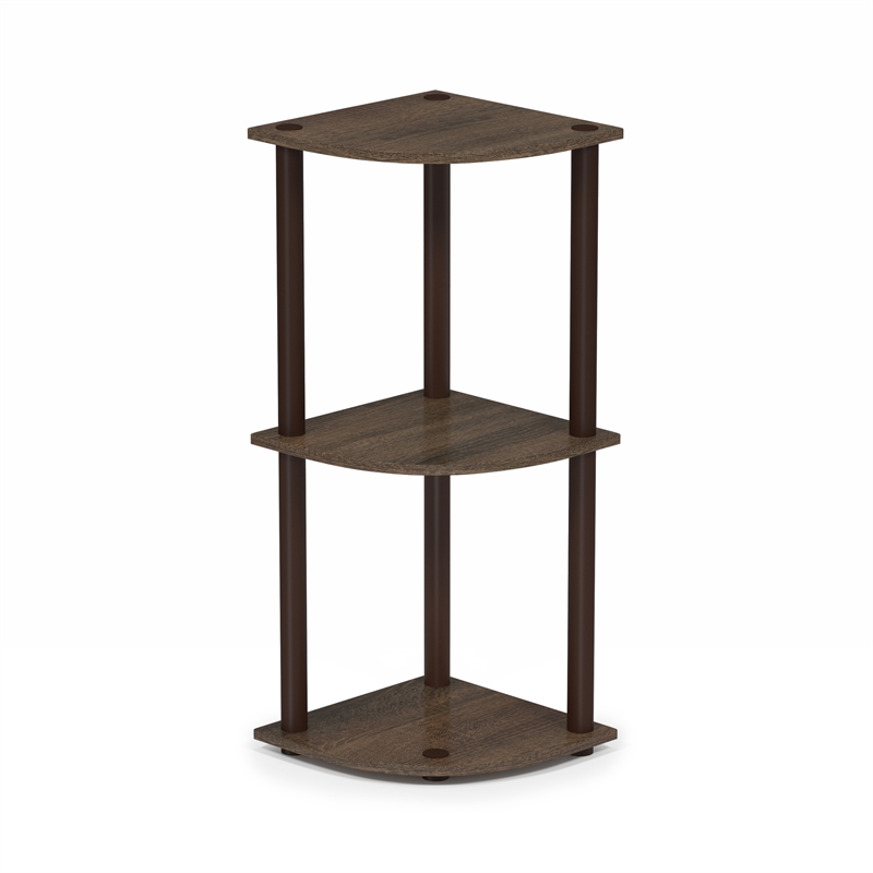 Furinno Turn-N-Tube 3-Tier Toolless Corner Closet Organizers. Walnut