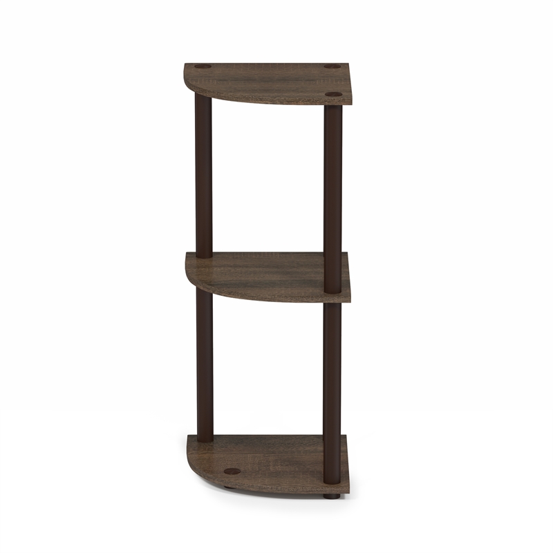Furinno Turn-N-Tube 3-Tier Toolless Corner Closet Organizers. Walnut