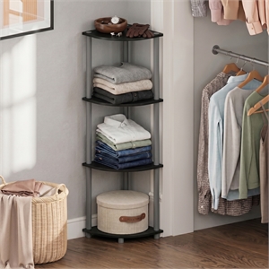 Furinno Turn-N-Tube 4-Tier Toolless Corner Closet Organizers/Storage. Black
