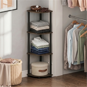 Furinno Turn-N-Tube 4-Tier Corner Closet Organizers. Columbia Walnut