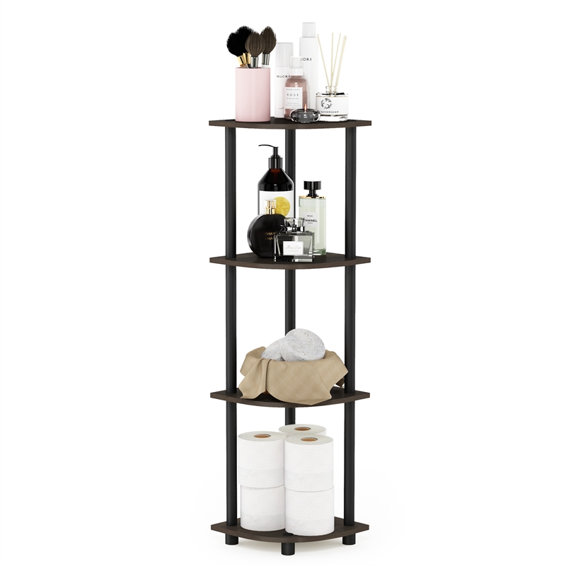 Furinno Turn-N-Tube 4-Tier Corner Closet Organizers. Dark Brown Grain