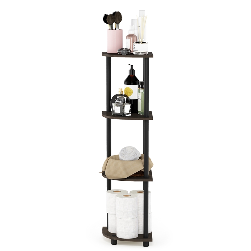 Furinno Turn-N-Tube 4-Tier Corner Closet Organizers. Dark Brown Grain