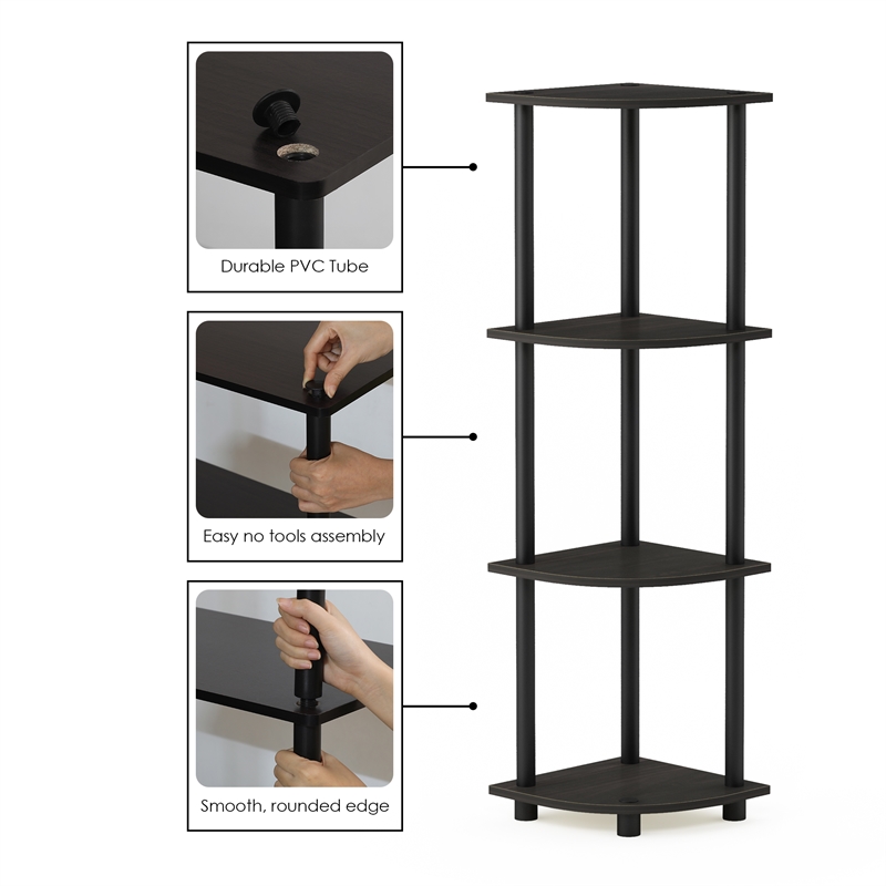 Furinno Turn-N-Tube 4-Tier Toolless Corner Closet Organizers. Espresso