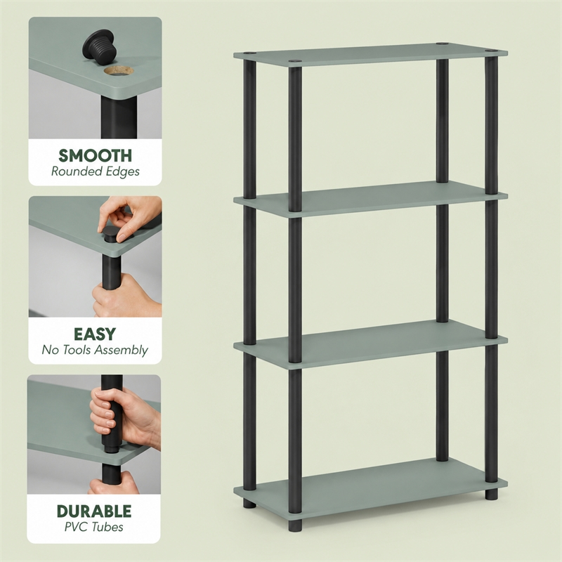 Furinno Turn-N-Tube 4-Tier Toolless Closet Organizers/Storage. Sage Green