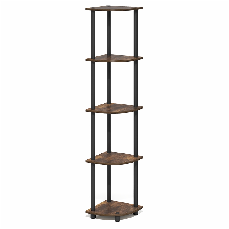 Furinno Turn-N-Tube 5-Tier Corner Shelf Closet Organizers. Amber Pine