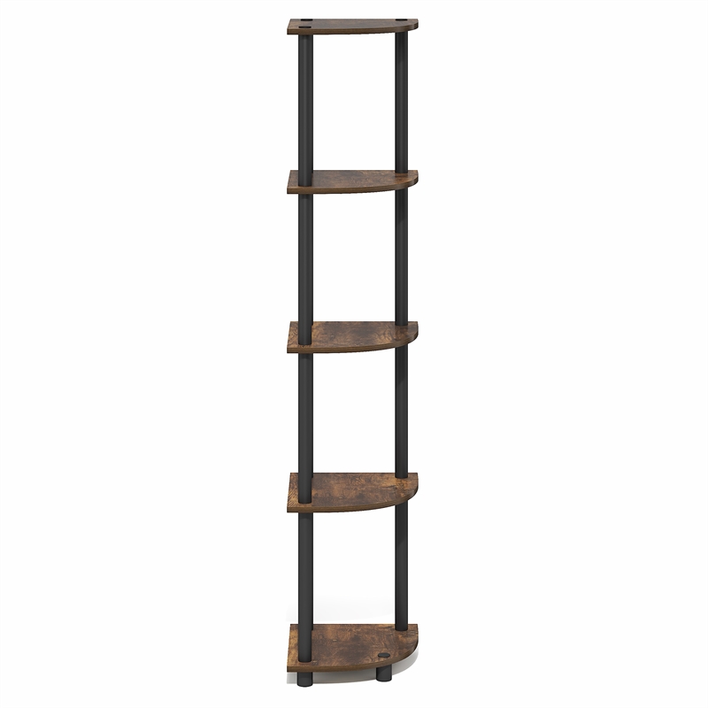 Furinno Turn-N-Tube 5-Tier Corner Shelf Closet Organizers. Amber Pine