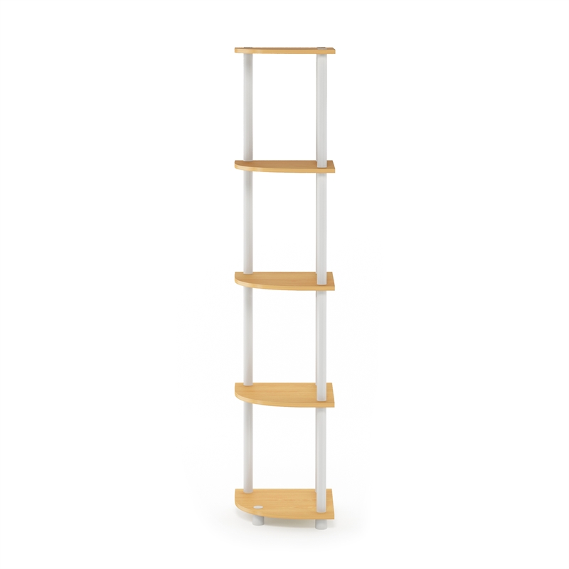 Furinno Turn-N-Tube 5-Tier Toolless Corner Shelf Closet Organizers. Beech