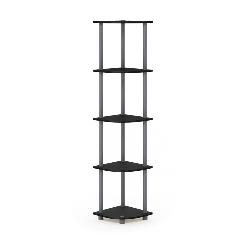 Furinno Turn-N-Tube 5-Tier Toolless Corner Shelf Closet Organizers. Black