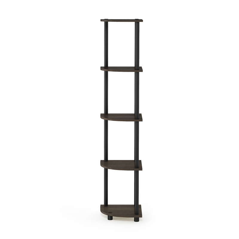 Furinno Turn-N-Tube 5-Tier Corner Shelf Closet Organizers. Dark Brown Grain