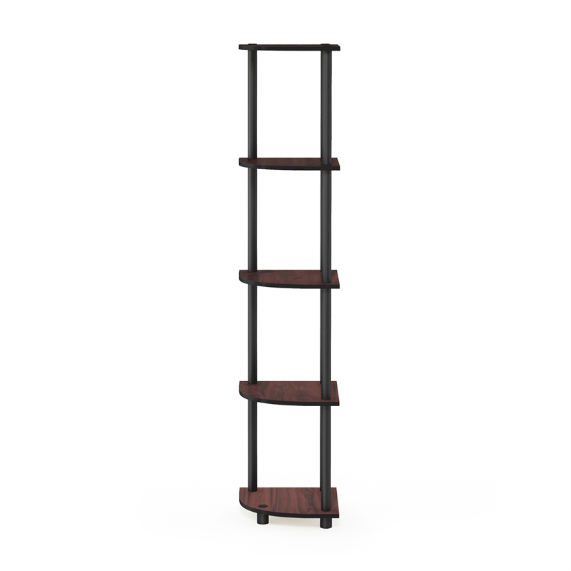 Furinno Turn-N-Tube 5-Tier Corner Shelf Closet Organizers. Dark Cherry