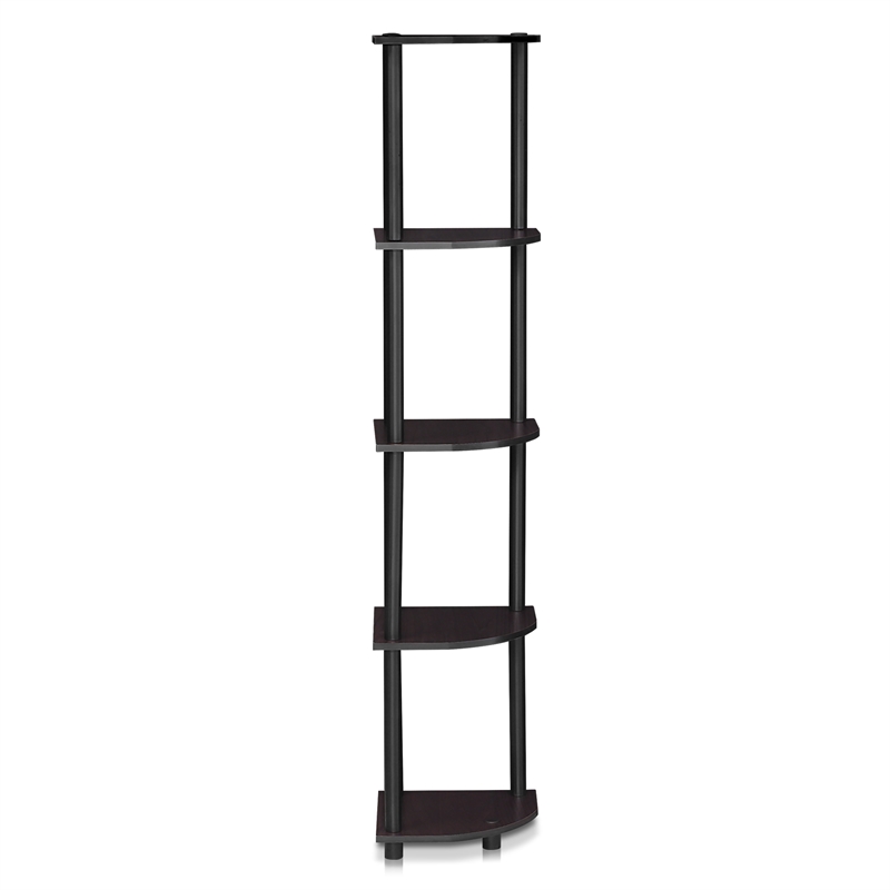 Furinno Turn-N-Tube 5-Tier Corner Shelf Closet Organizers. Dark Walnut