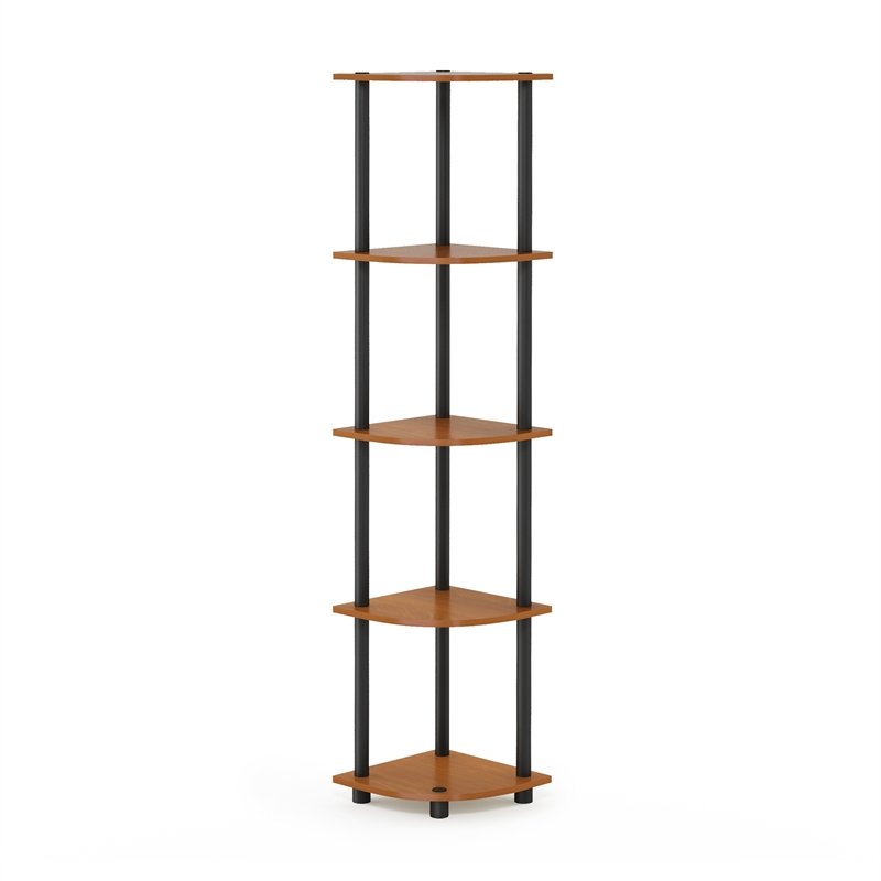 Furinno Turn-N-Tube 5-Tier Corner Shelf Closet Organizers. Light Cherry