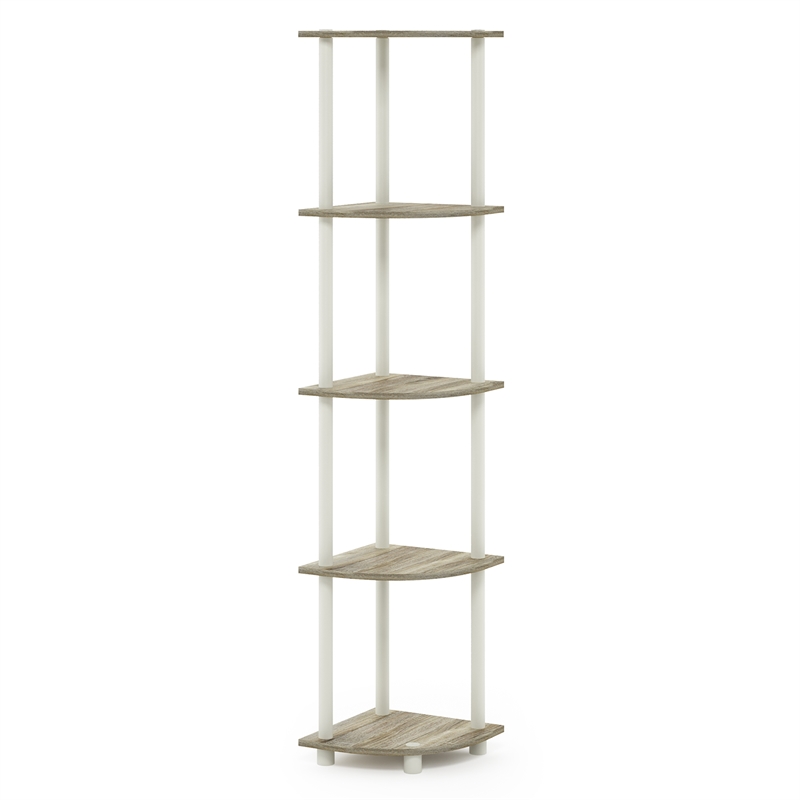 Furinno Turn-N-Tube 5-Tier Corner Shelf Closet Organizers. Sonoma Oak