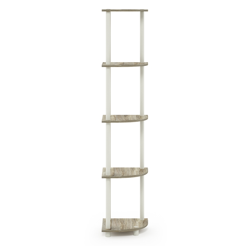 Furinno Turn-N-Tube 5-Tier Corner Shelf Closet Organizers. Sonoma Oak