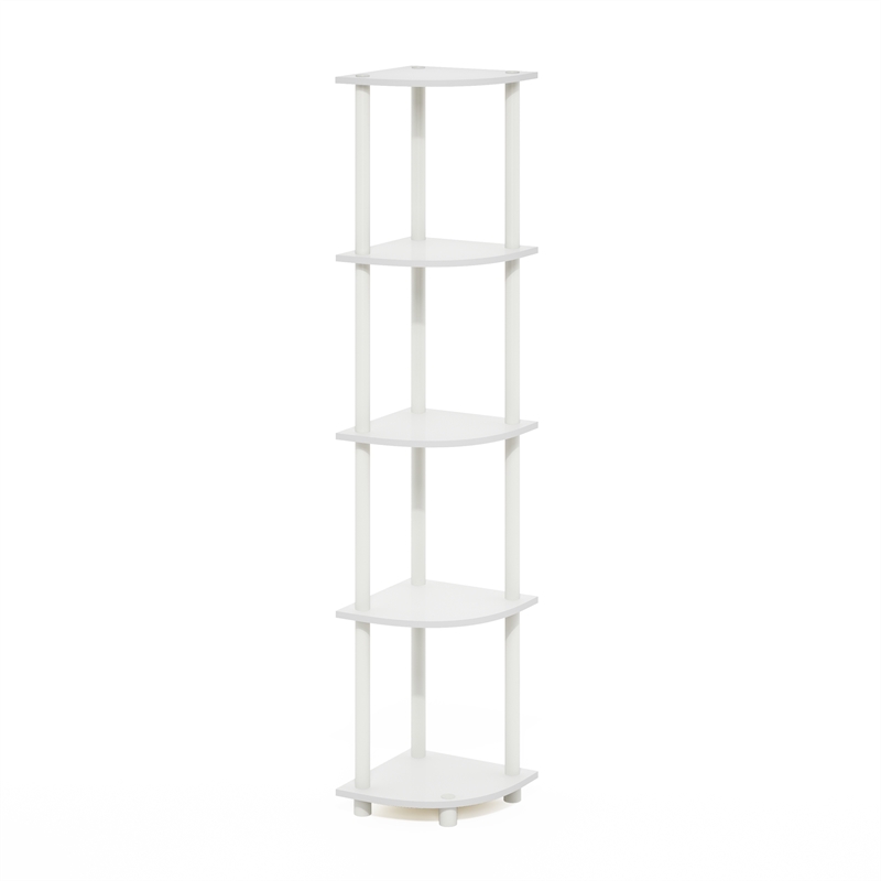 Furinno Turn-N-Tube 5-Tier Toolless Corner Shelf Closet Organizers. White